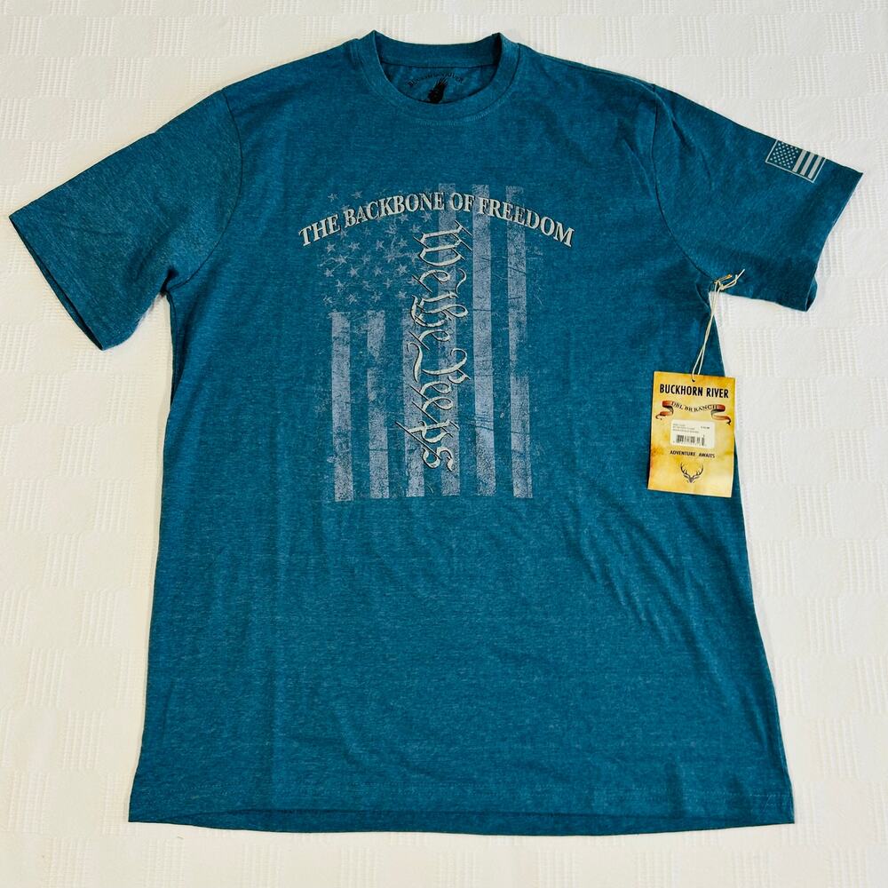 Buckhorn River Mens L T Shirt Blue We The Peeps Cotton Polyester Blend Patriotic